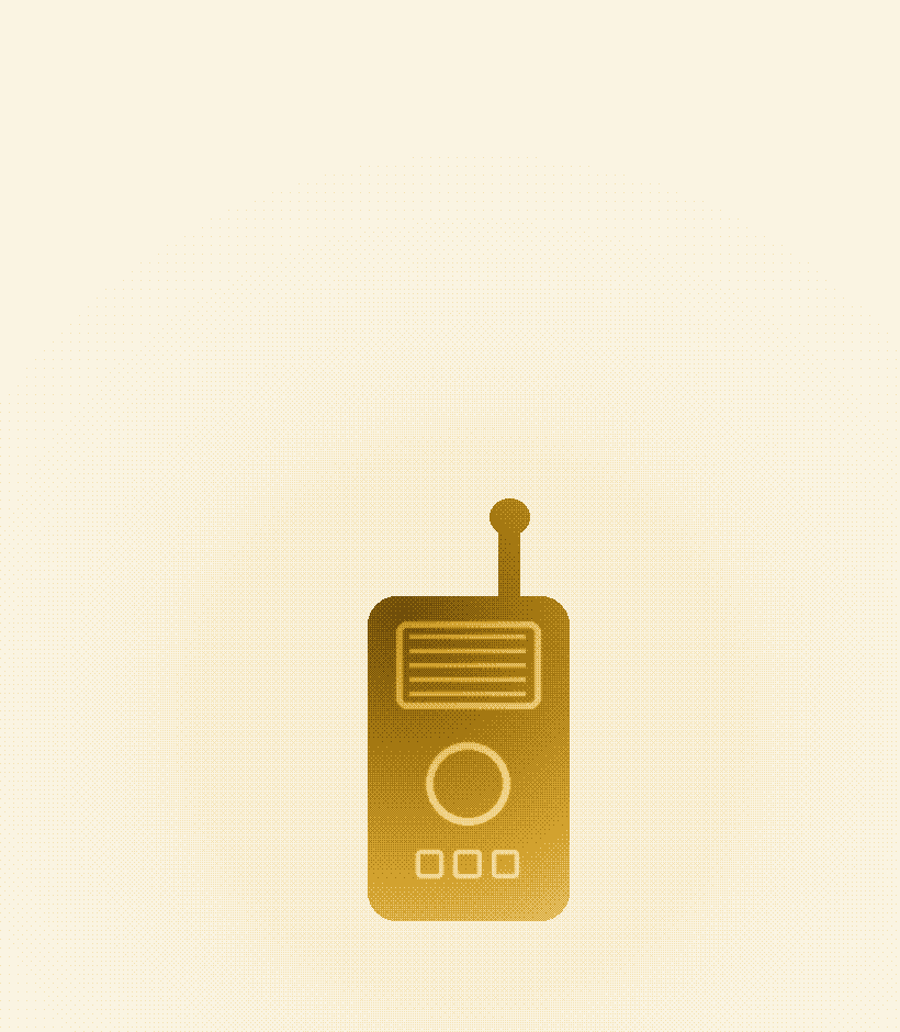 Dithered watercolor illustration of a two-way staff radio handset.