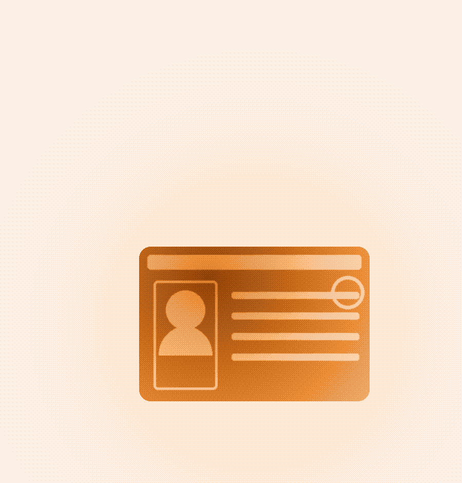 Dithered watercolor illustration of a driver credential card verifying identity offline.