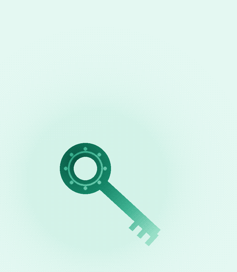 Dithered watercolor illustration of an ornate key, representing offline counterparty identity.